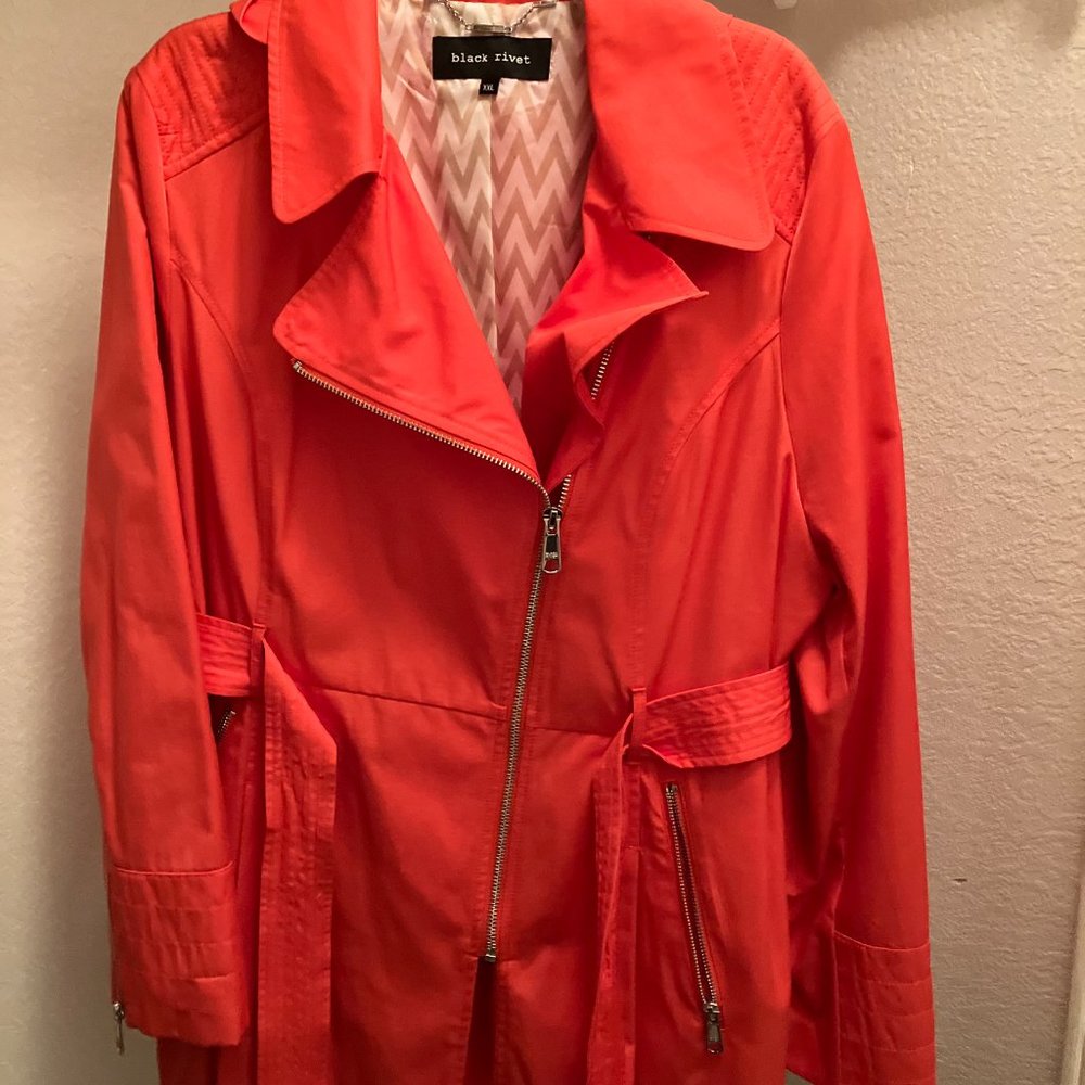 Women's Coral Hooded Trench Coat, Size XXL